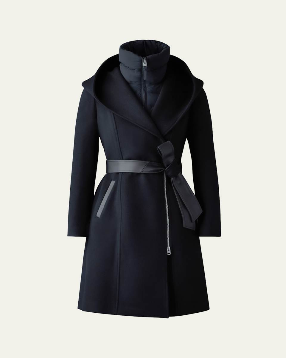 Shia 2-in-1 Double-Face Wool Coat with Removable Bib